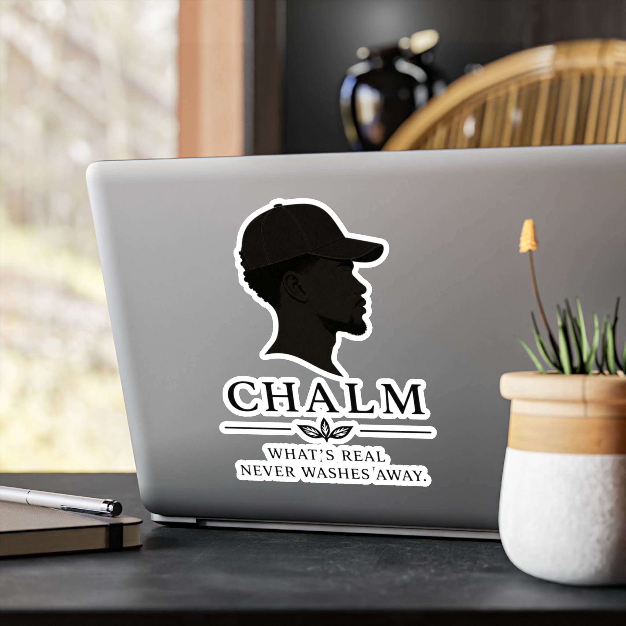 Chalm Silhouette Vinyl Decal (M) — "What's Real Never Washes Away"