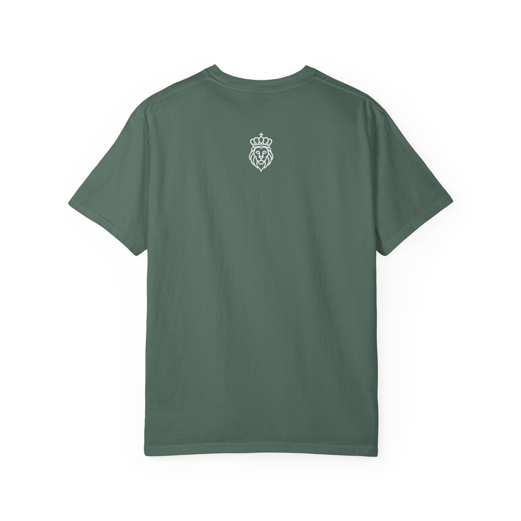 Kinfield Co Graphic T-Shirt — Minimal Text Front & Crowned Lion Back