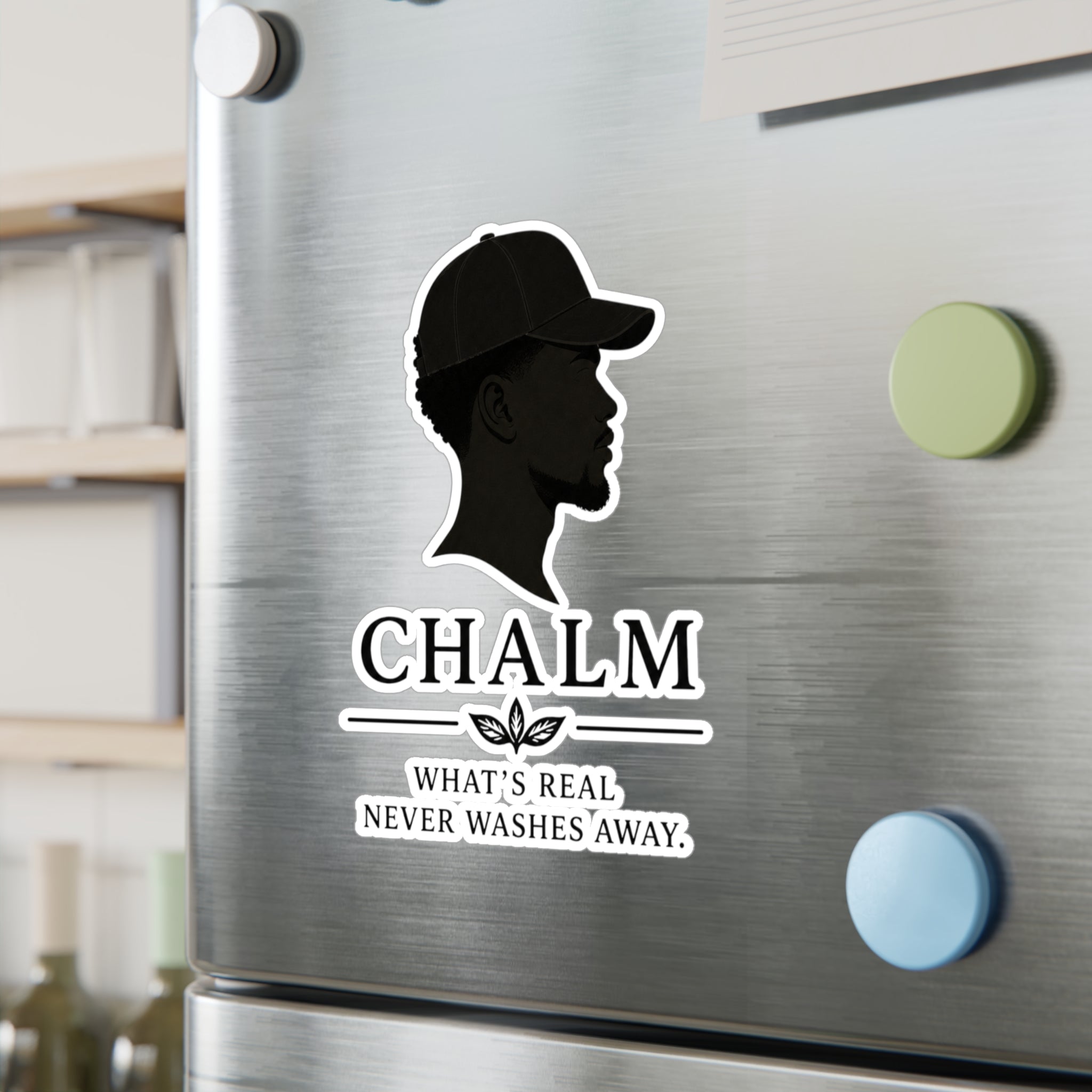 Chalm Silhouette Vinyl Decal (M) — "What's Real Never Washes Away"