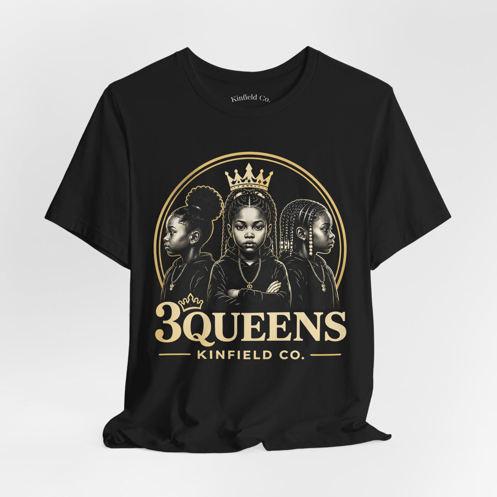 3Queens Black and Gold Logo Tee - Adult