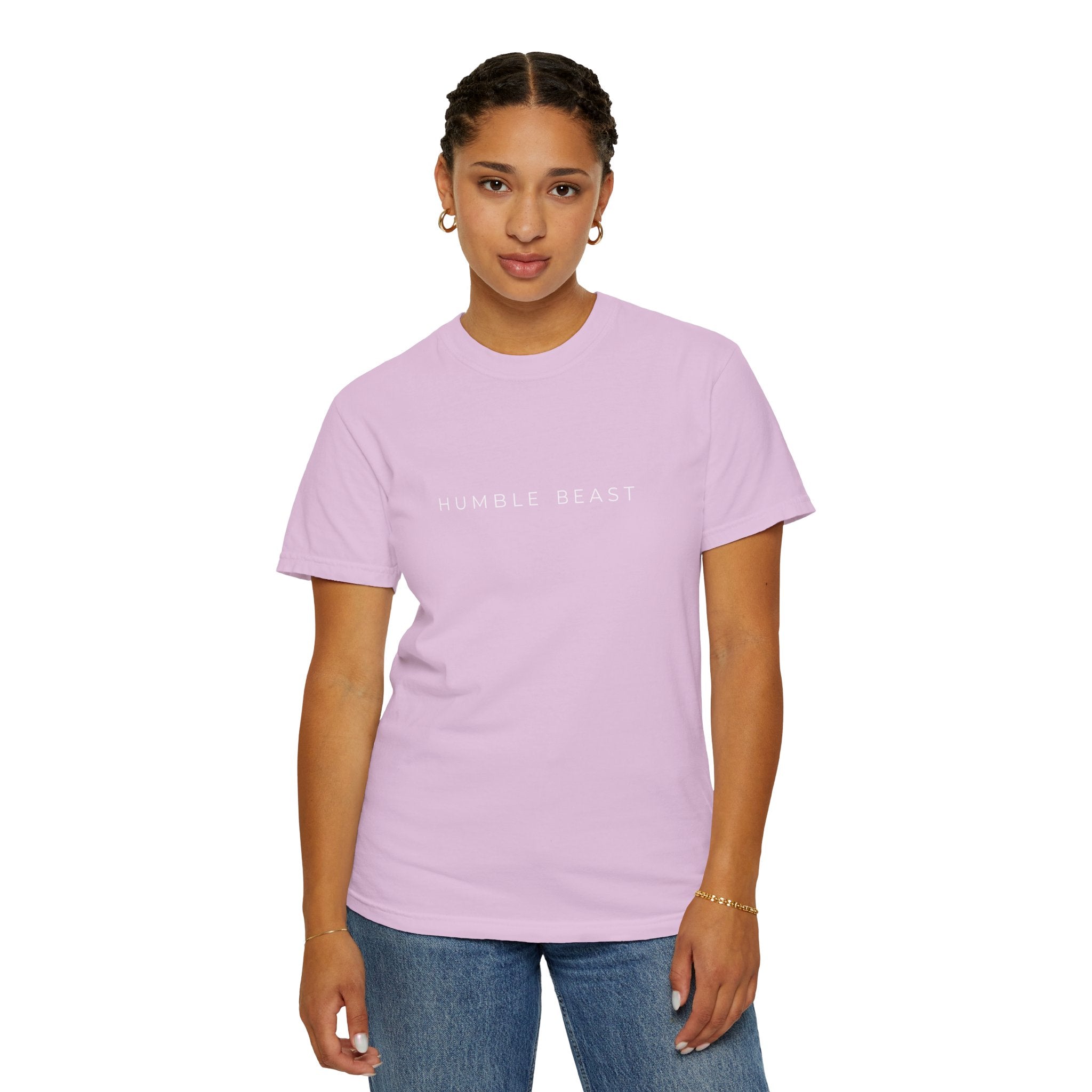 Humble Beast Graphic T-Shirt — Minimal Text Front & Crowned Lion Back