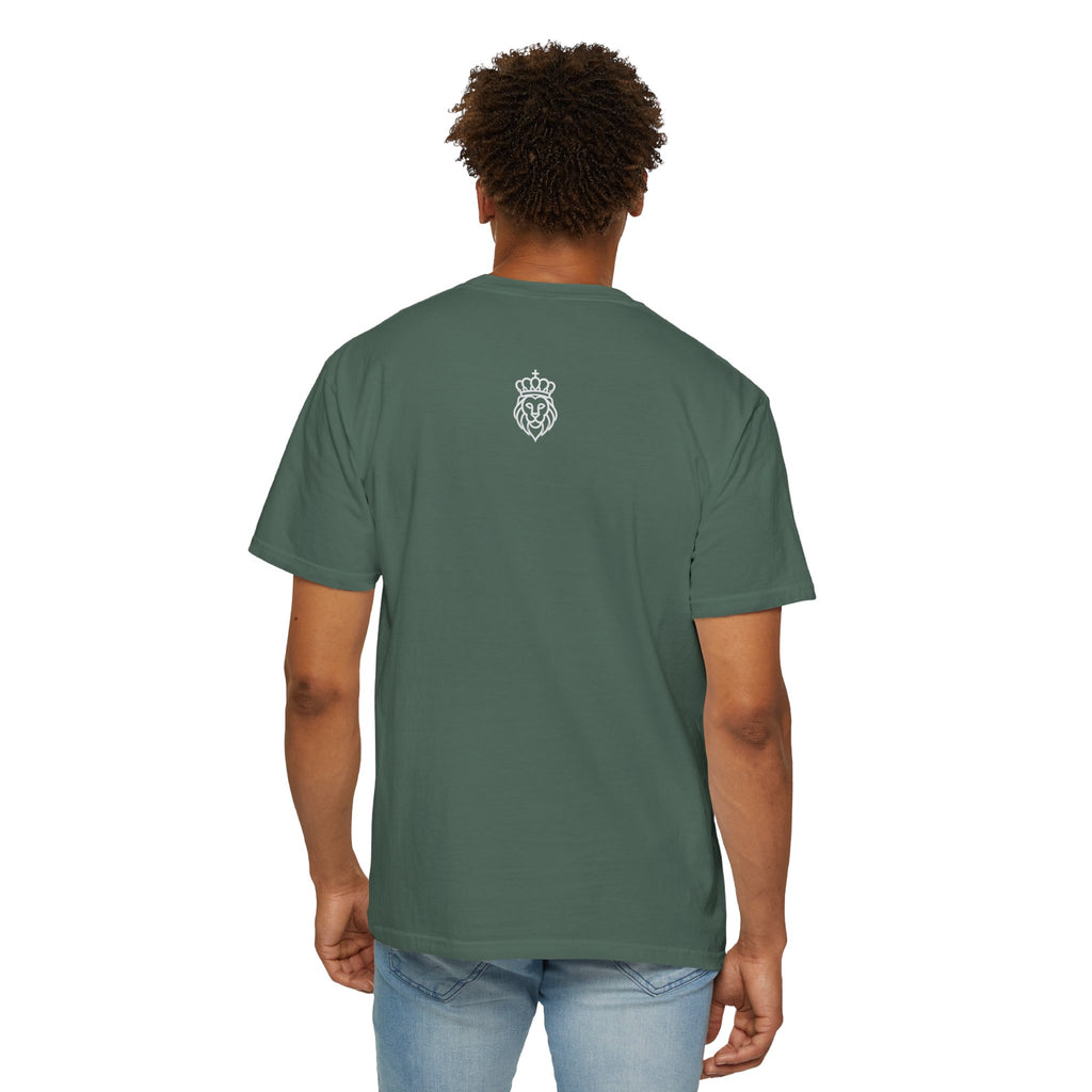Kinfield Co Graphic T-Shirt — Minimal Text Front & Crowned Lion Back