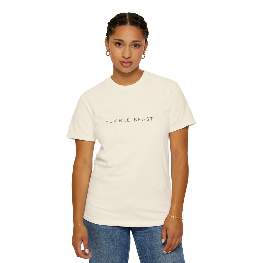 Humble Beast Graphic T-Shirt — Minimal Text Front & Crowned Lion Back