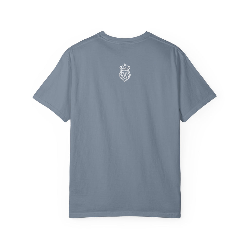 Kinfield Co Graphic T-Shirt — Minimal Text Front & Crowned Lion Back