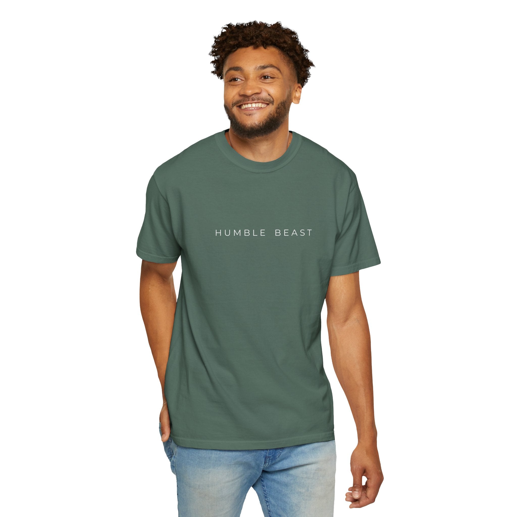 Humble Beast Graphic T-Shirt — Minimal Text Front & Crowned Lion Back