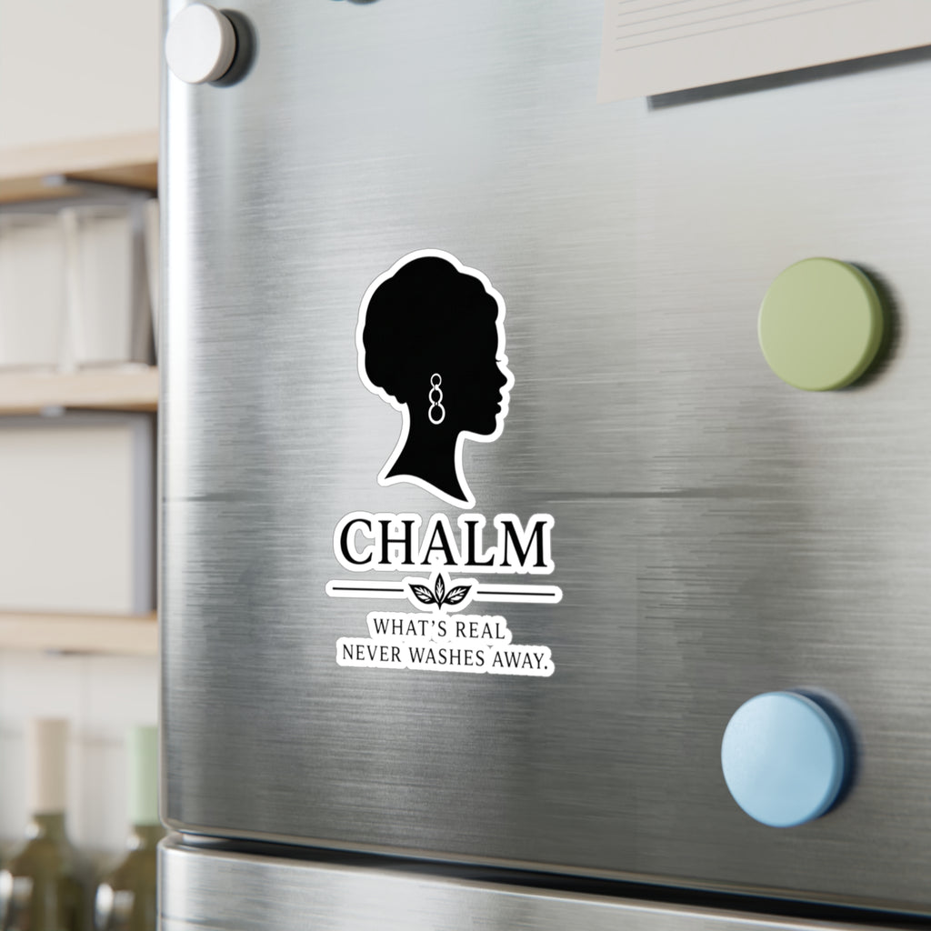 Chalm Silhouette Vinyl Decal (F) — "What's Real Never Washes Away"