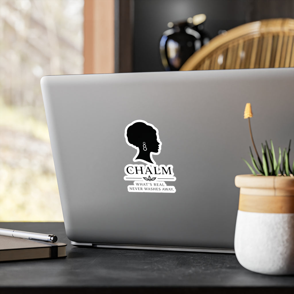 Chalm Silhouette Vinyl Decal (F) — "What's Real Never Washes Away"