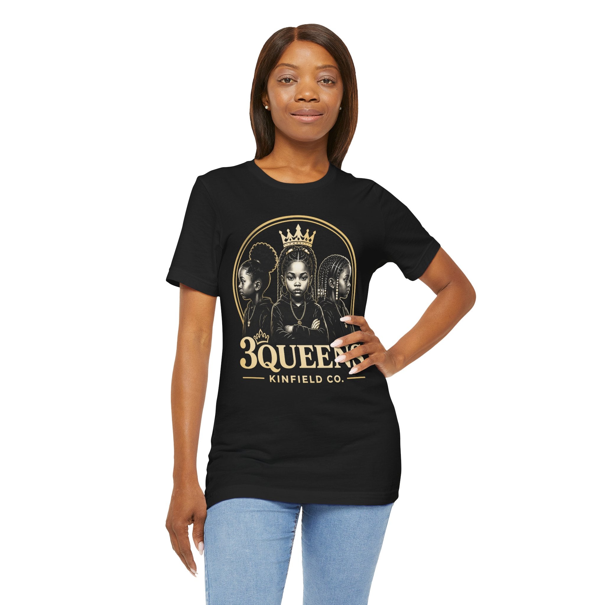 3Queens Black and Gold Logo Tee - Adult