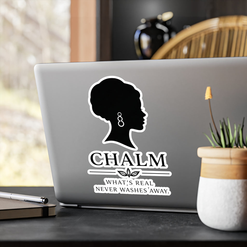 Chalm Silhouette Vinyl Decal (F) — "What's Real Never Washes Away"