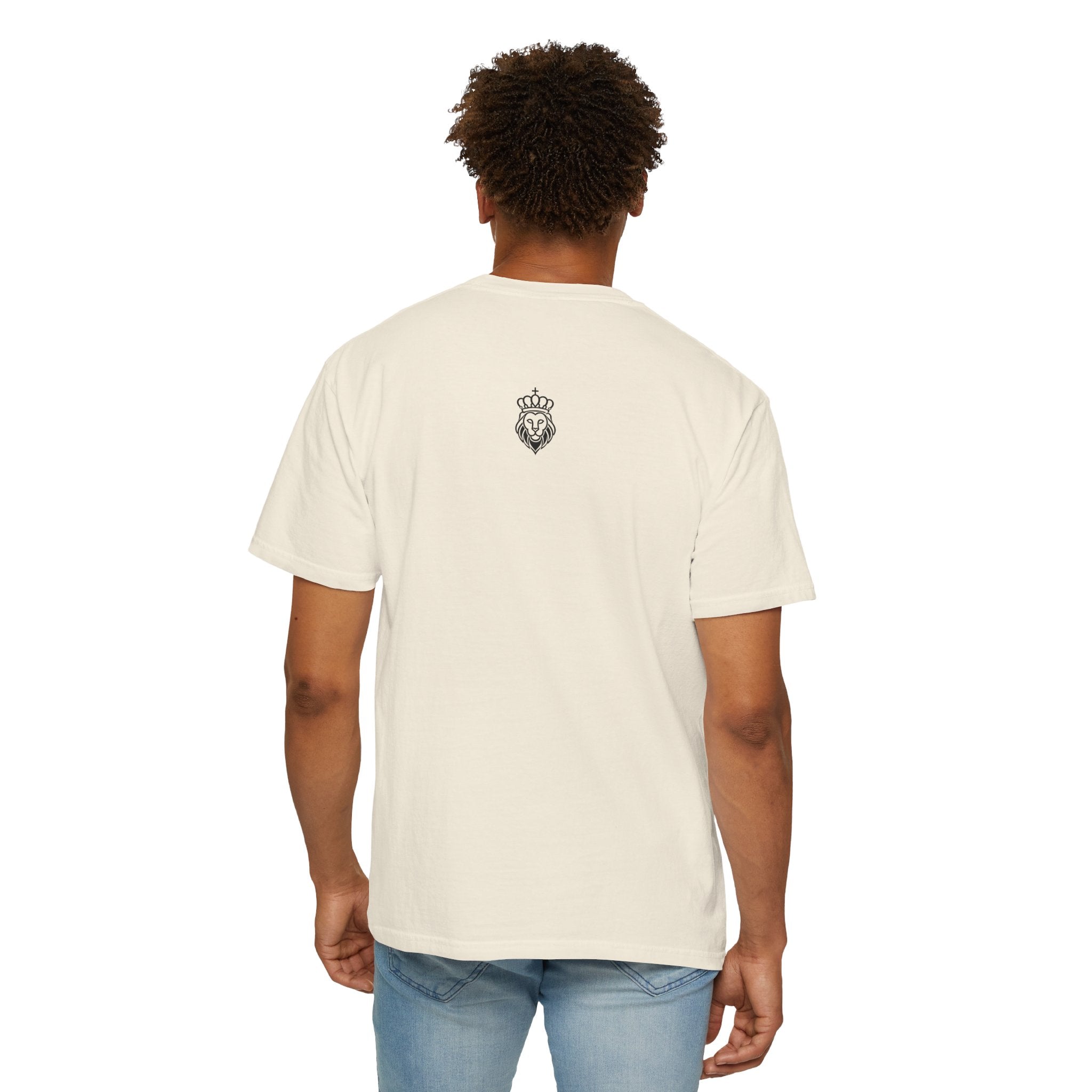 Kinfield Co Graphic T-Shirt — Minimal Text Front & Crowned Lion Back