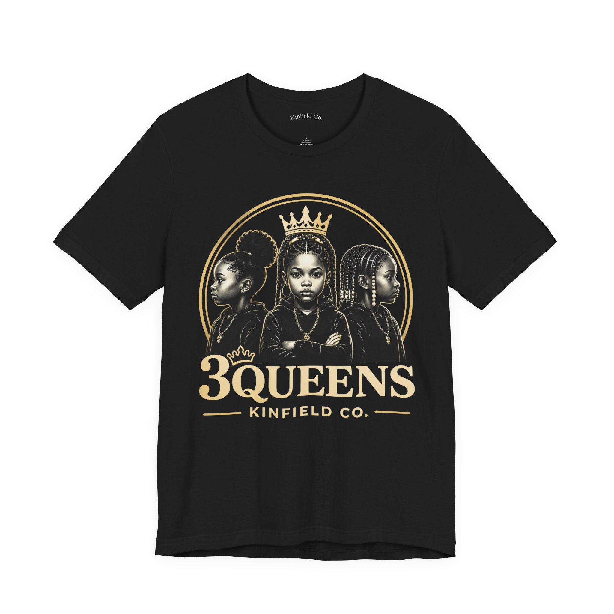 3Queens Black and Gold Logo Tee - Adult