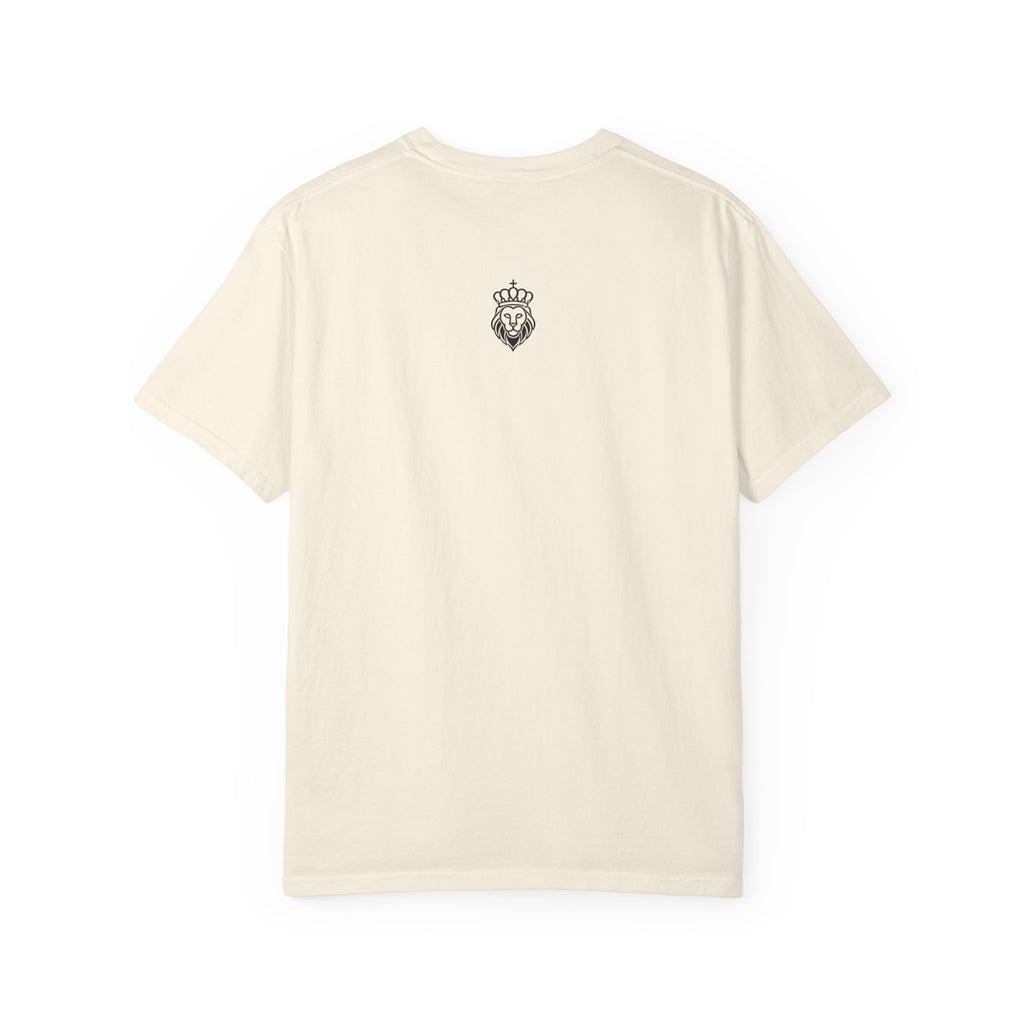 Kinfield Co Graphic T-Shirt — Minimal Text Front & Crowned Lion Back