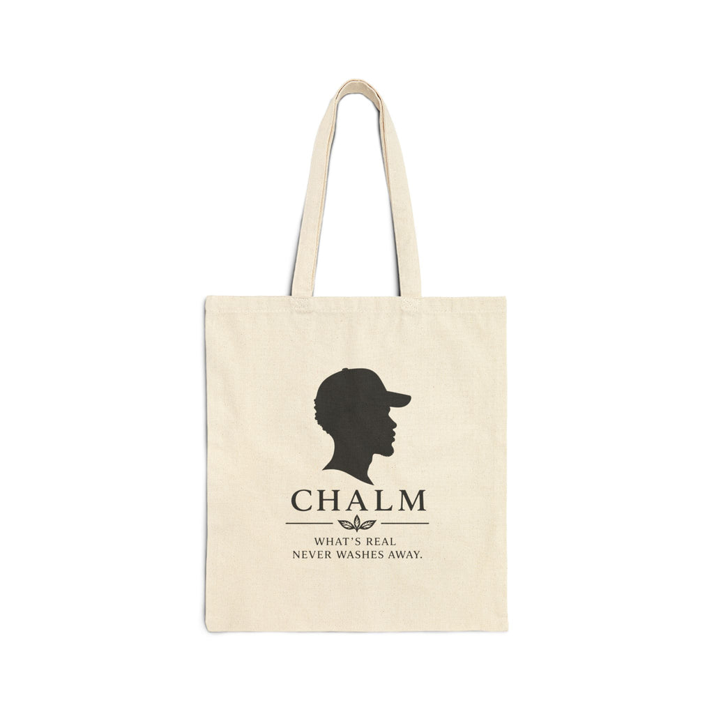 Chalm Silhouette Cotton Tote Bag (M) – "What's Real Never Washes Away" Canvas Shopper