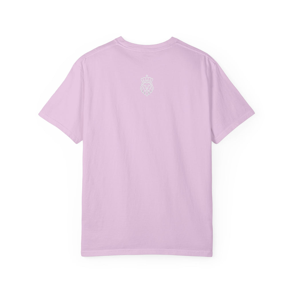 ‘LYLA’ Graphic T-Shirt — Minimal Text Front & Crowned Lion Back