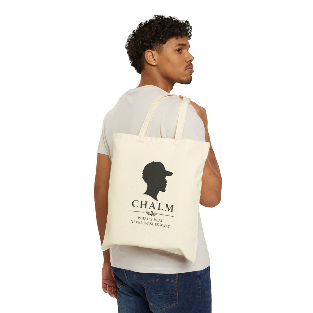 Chalm Silhouette Cotton Tote Bag (M) – "What's Real Never Washes Away" Canvas Shopper