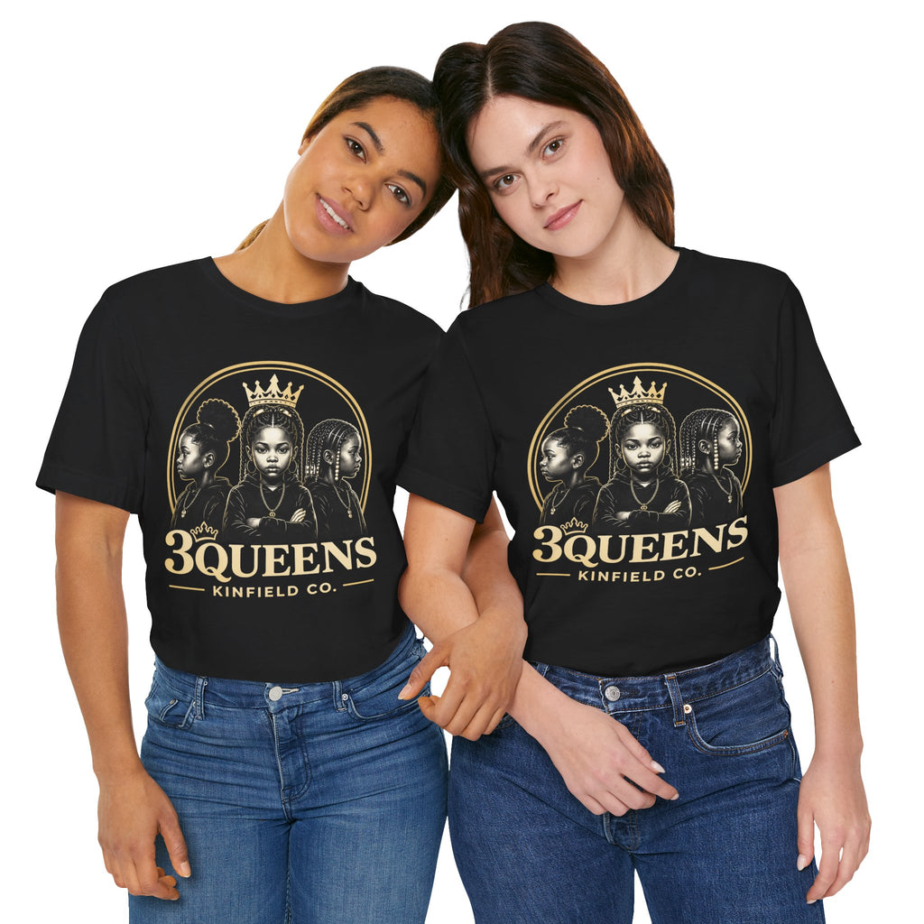 3Queens Black and Gold Logo Tee - Adult