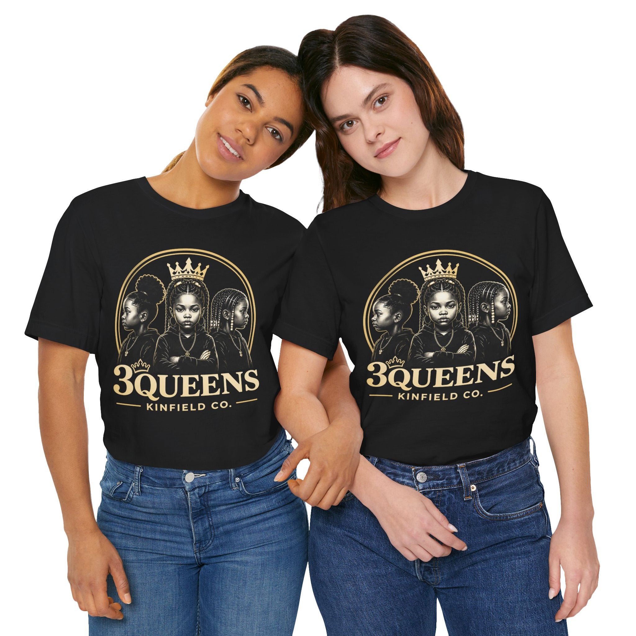 3Queens Black and Gold Logo Tee - Adult